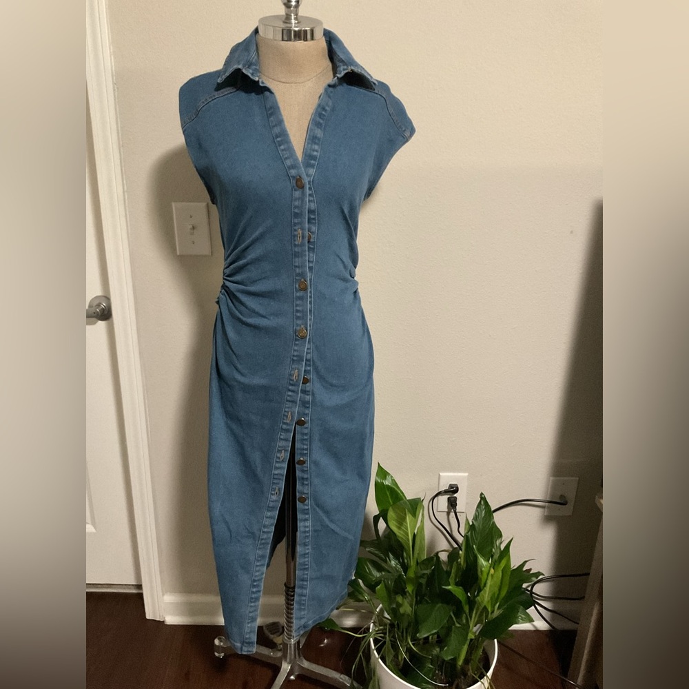 Haute Monde Light Blue Denim Dress